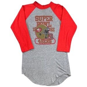 Vintage 80’s SF 49ers Super Bowl XVI Shirt Logo 7 USA Raglan Women’s M Red Gray